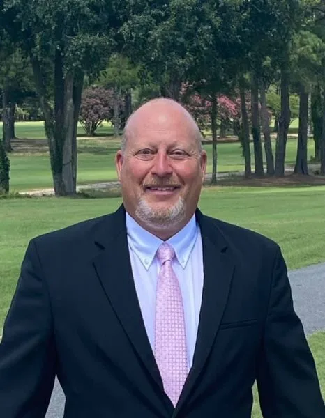 Portrait of man named Jim Vernon at the Darlington Country Club golf course.