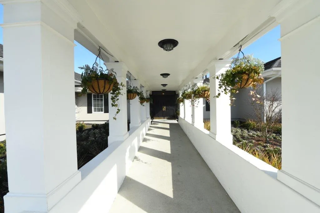Darlington Country Club's grand entrance with columns