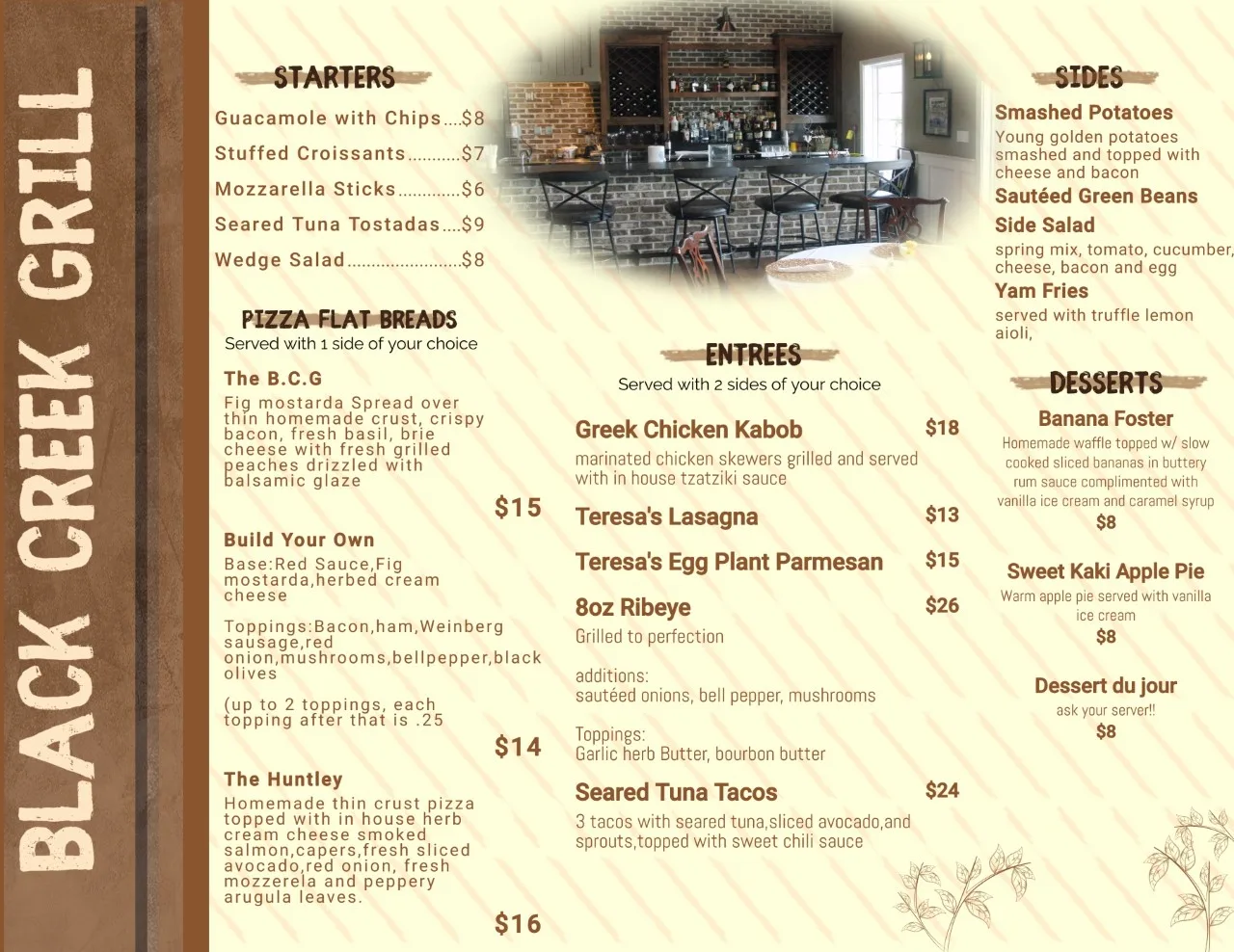 Delicious Black Creek Grill Menu | Darlington Country Club's Dining Area Black Creek Grill menu at Darlington Country Club's dining area