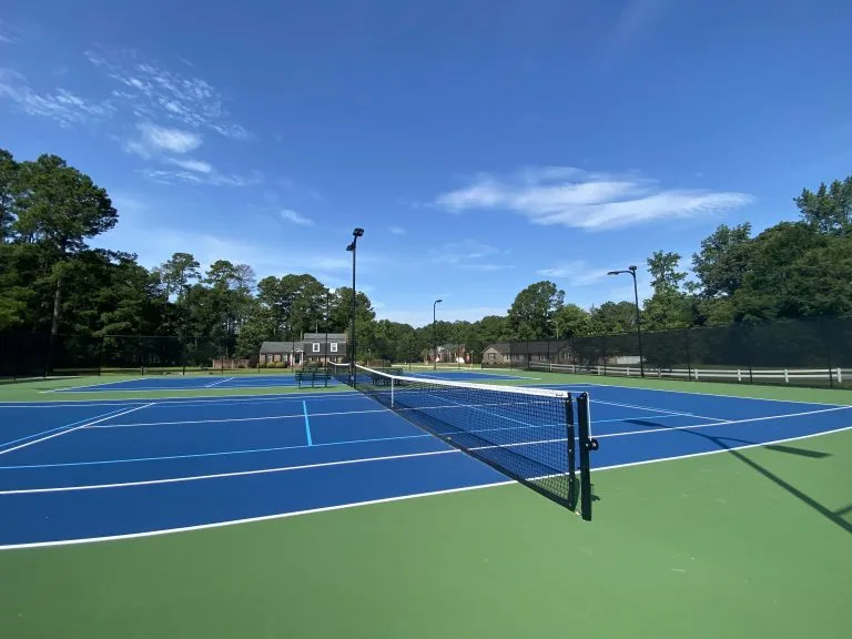 Tennis courts on a clear day at Darlington Country Club