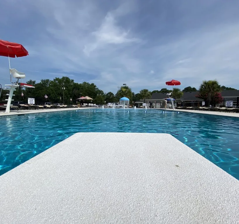 Floor angle view of the pool on a sunny day at Darlington Country Club